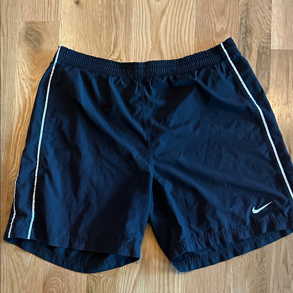 Vintage Nike Black Sports Shorts with White Trim